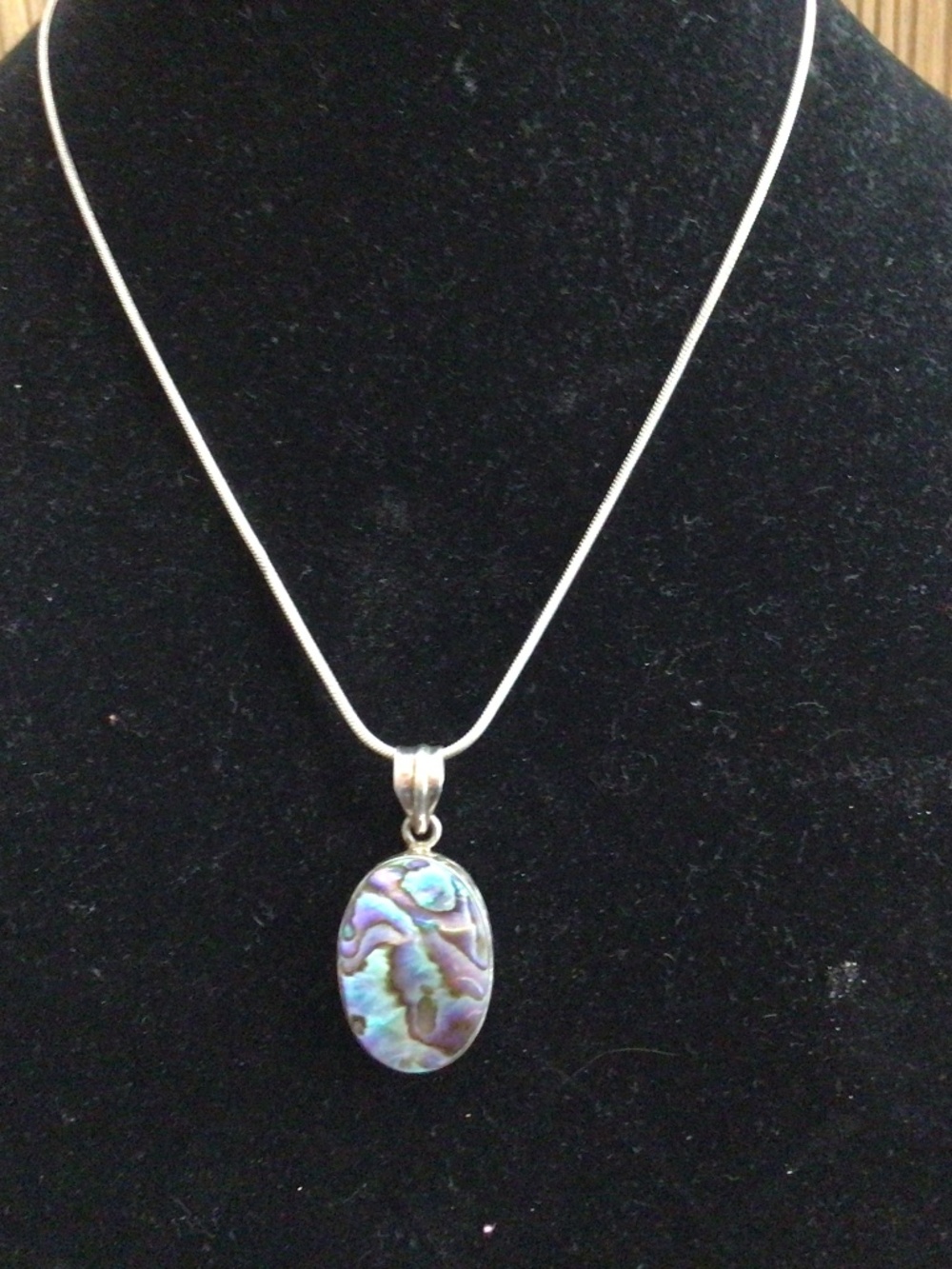Artisan Abalone (mother of pearl) necklace. Chain and pendant 925 silver